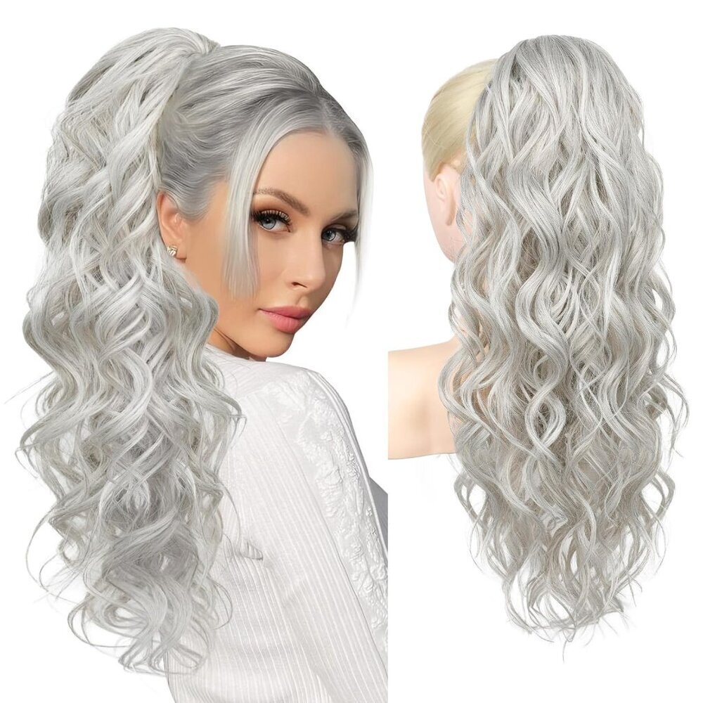 Ponytail Extension, 24" Claw Clip Ponytail Extension Wavy Ponytails Hair Extensi